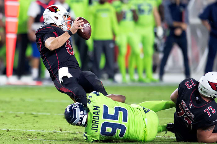 At Arizona in November, Jordan got his first sack in more than 1,000 days.